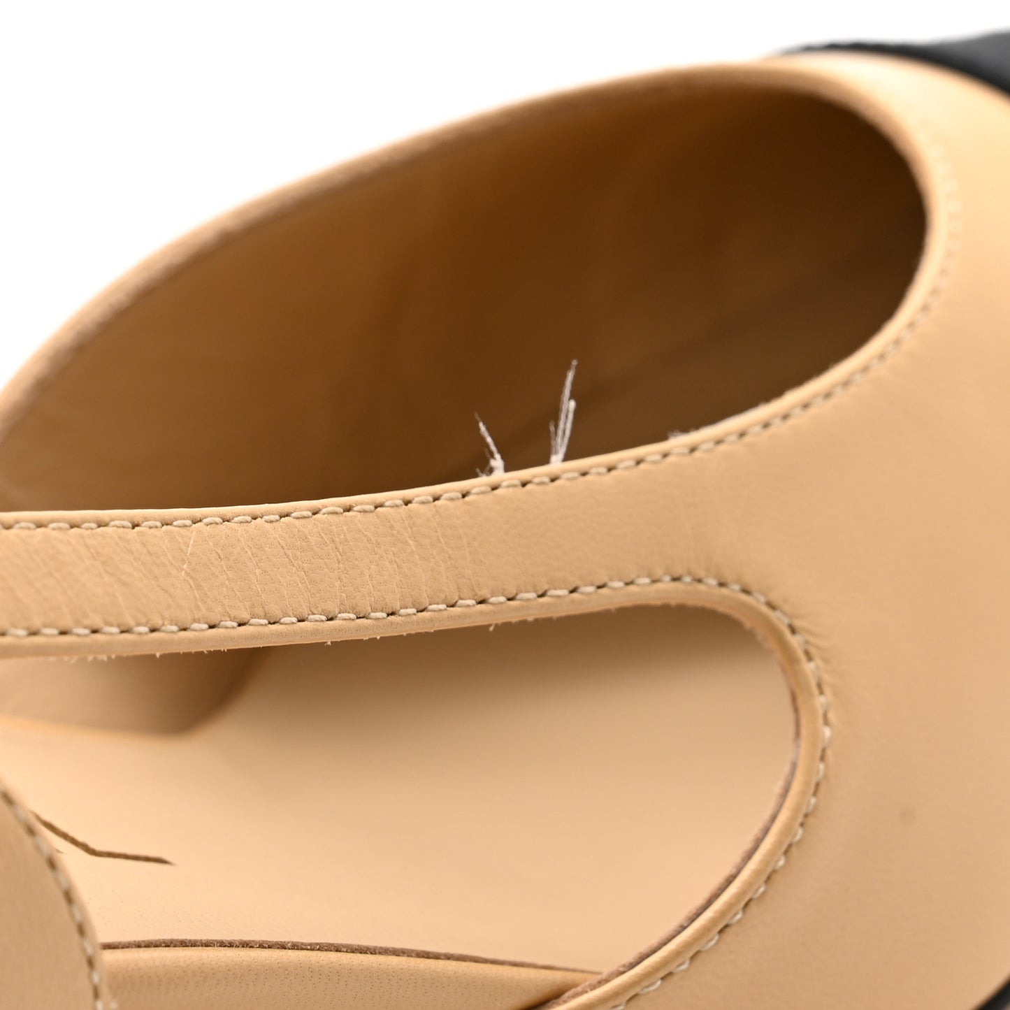 Goatskin Grosgrain Cap Toe CC Slingback Pumps 35 Beige Black