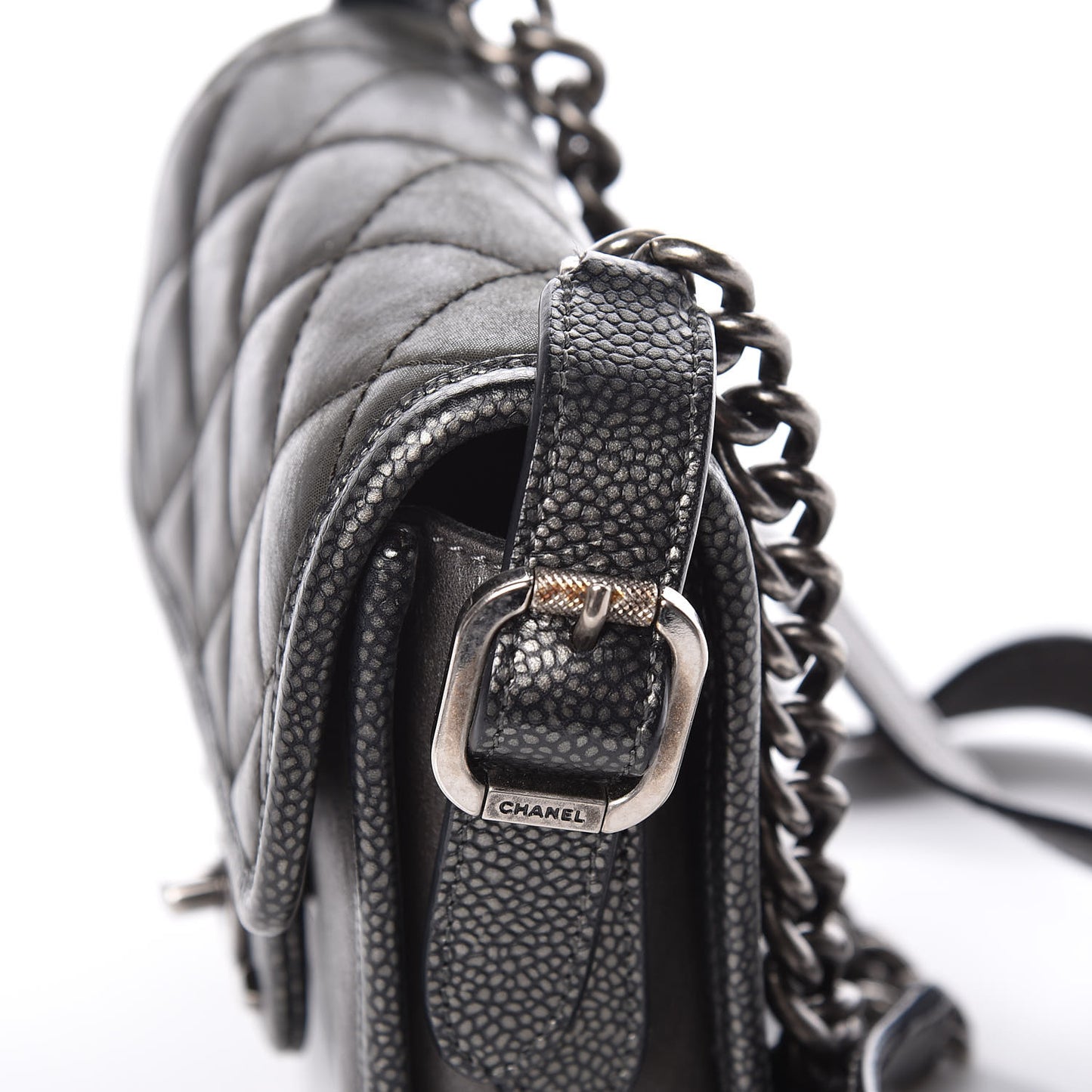 Iridescent Calfskin Mini Back To School Crossbody Flap Anthracite