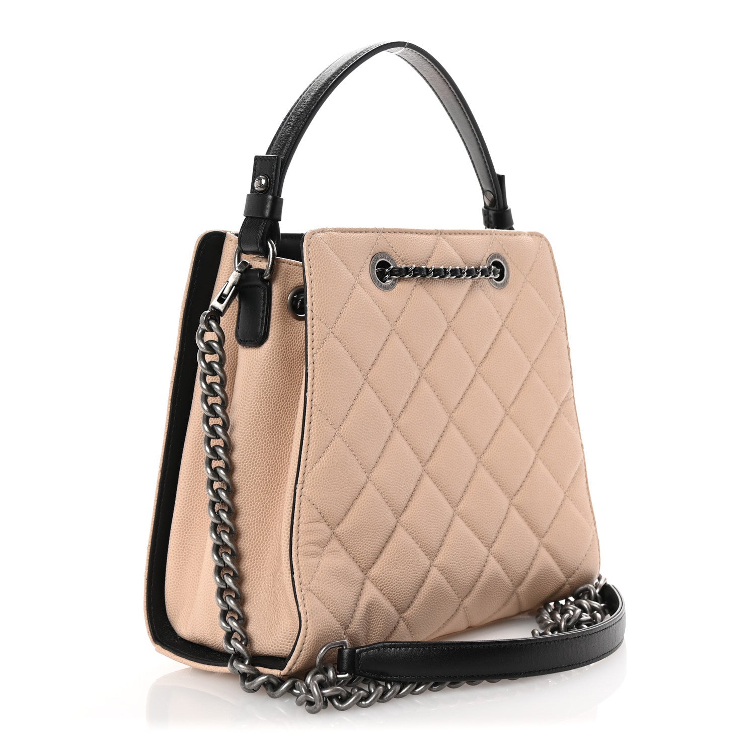 Chanel Caviar Quilted Small CC Bucket Bag Beige 3 of 10