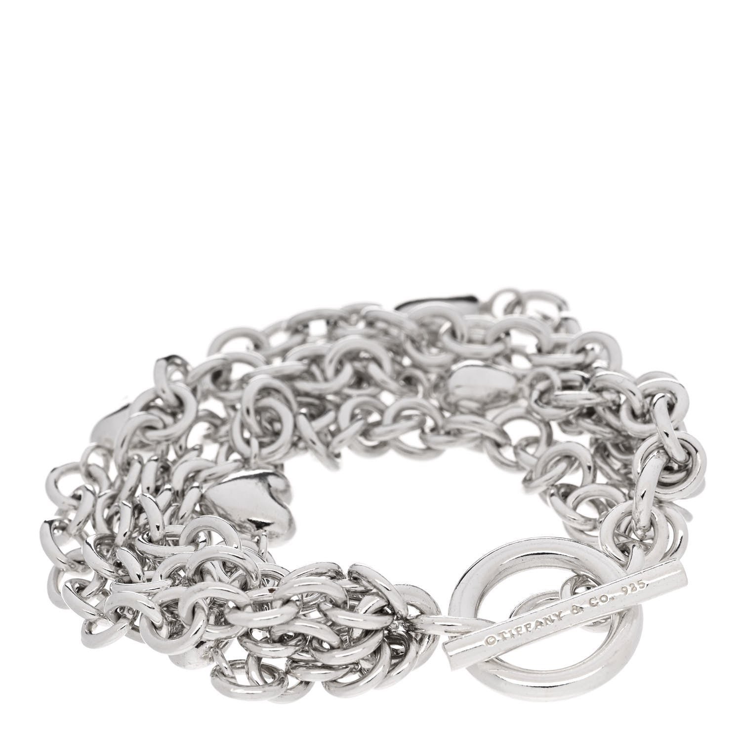 Tiffany Sterling Silver Multi Strand Puff Heart Bracelet 2 of 3