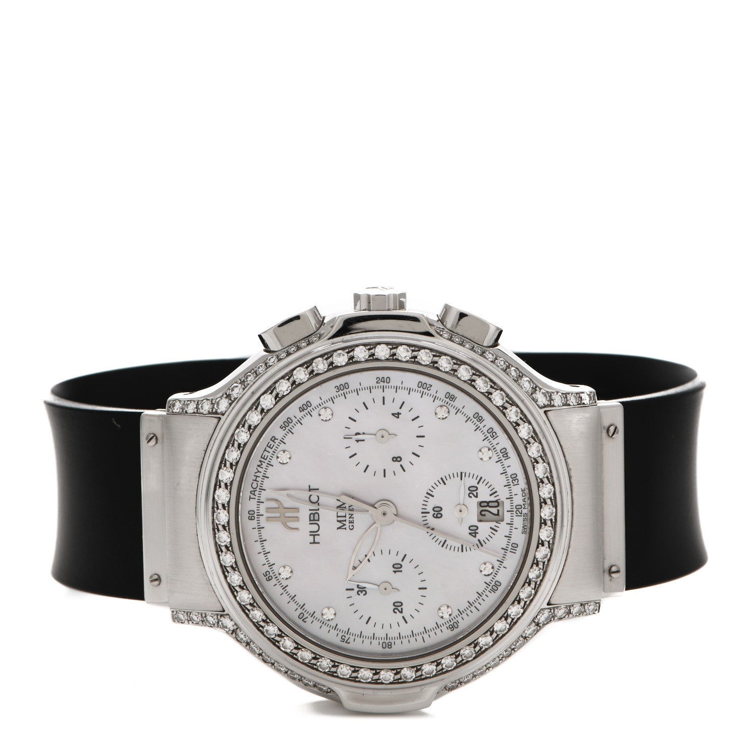 Hublot Stainless Steel Rubber Diamond Bezel Mother of Pearl 37mm Classic Fusion Quartz Watch 1640.1.024 2 of 5