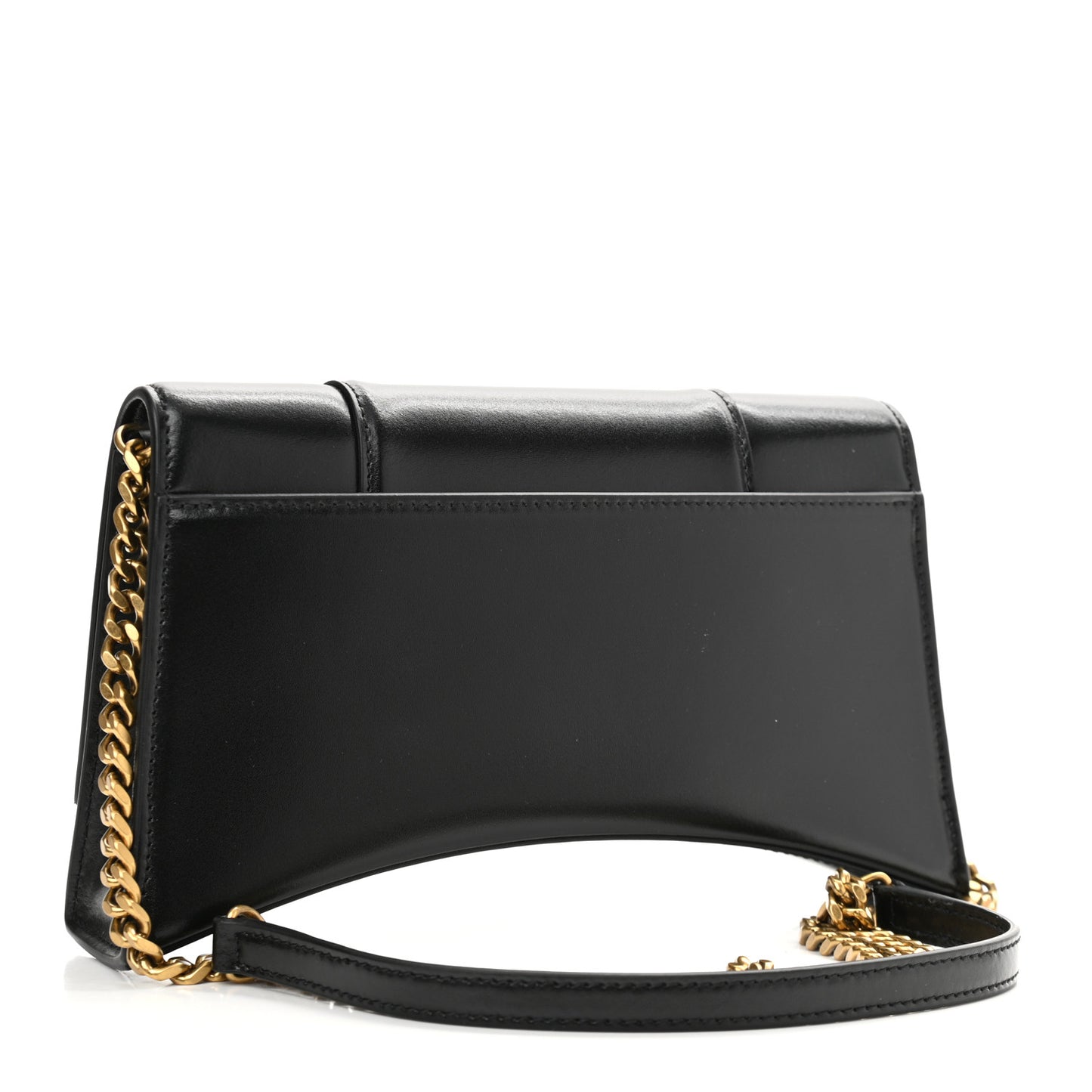 Shiny Box Calfskin Small Hourglass Evening Chain Bag Black