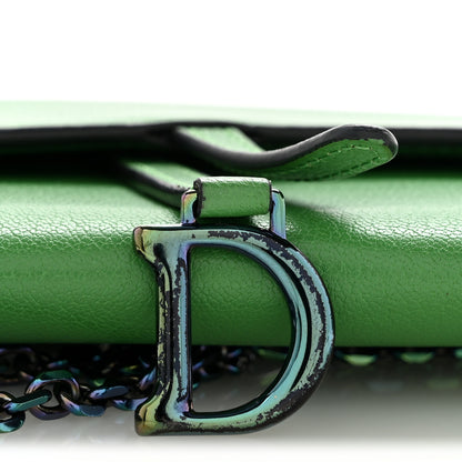 Christian Dior Goatskin Saddle Chain Wallet Pouch Bright Green 13 of 13