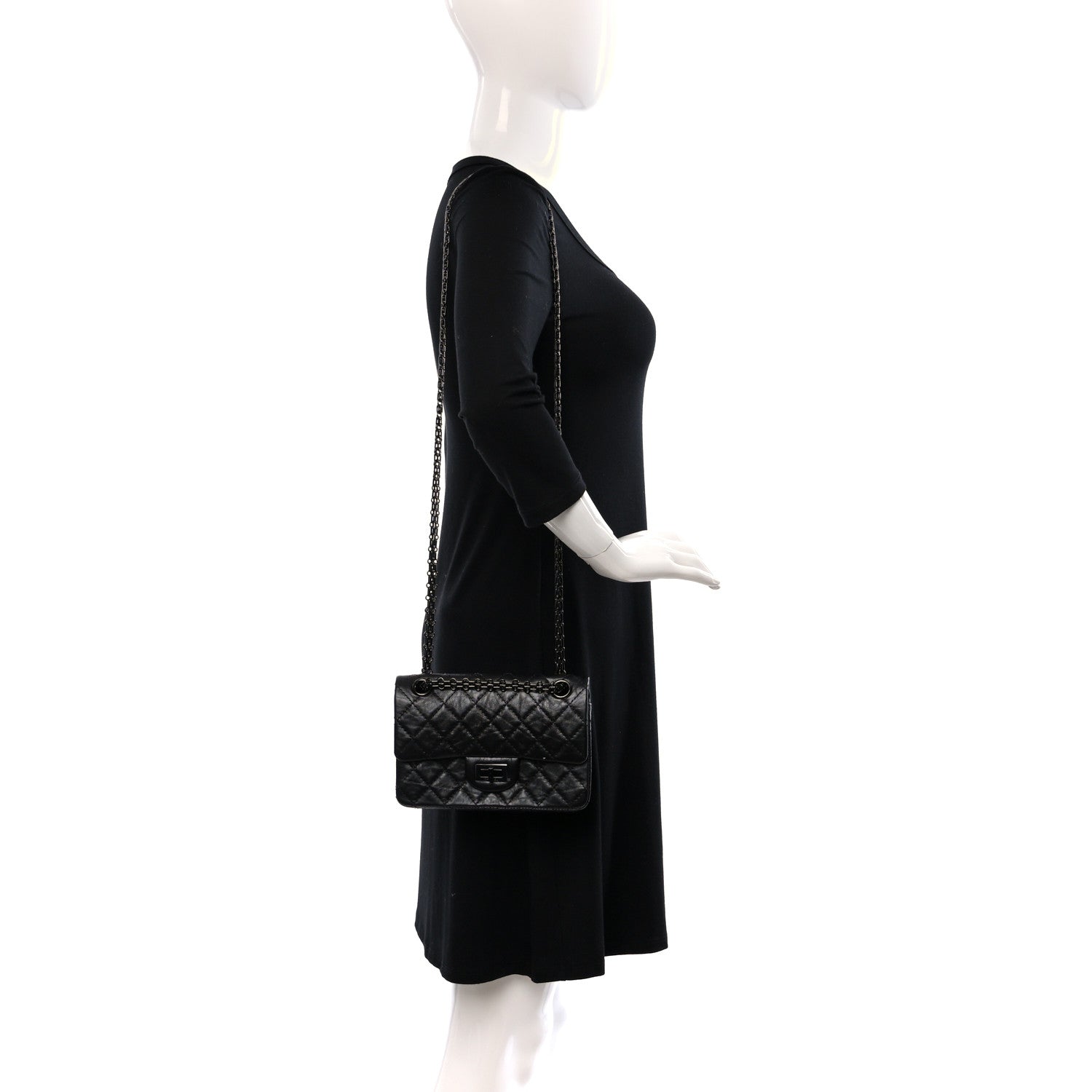 Chanel Aged Calfskin Quilted 2.55 Reissue Mini Flap So Black 2 of 9