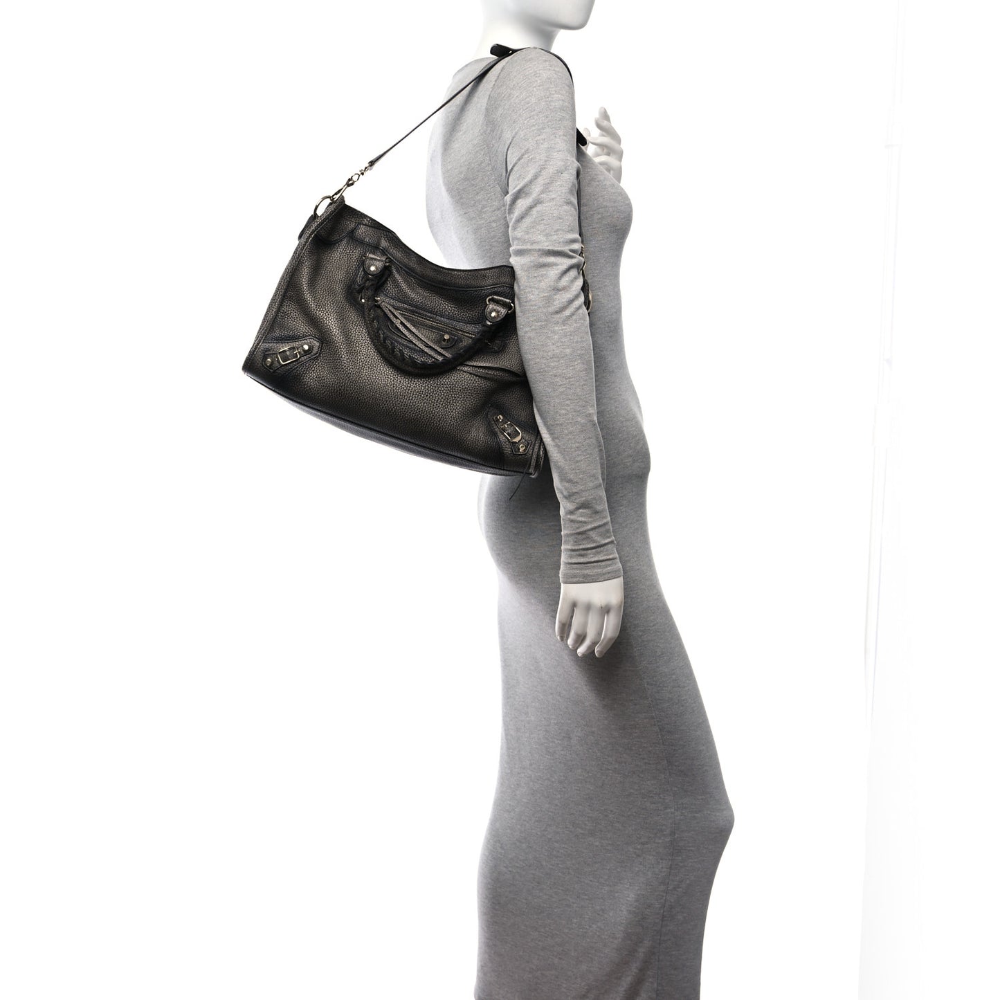 Grained Calfskin Classic Gold Hardware City Ombre Grey Gradient