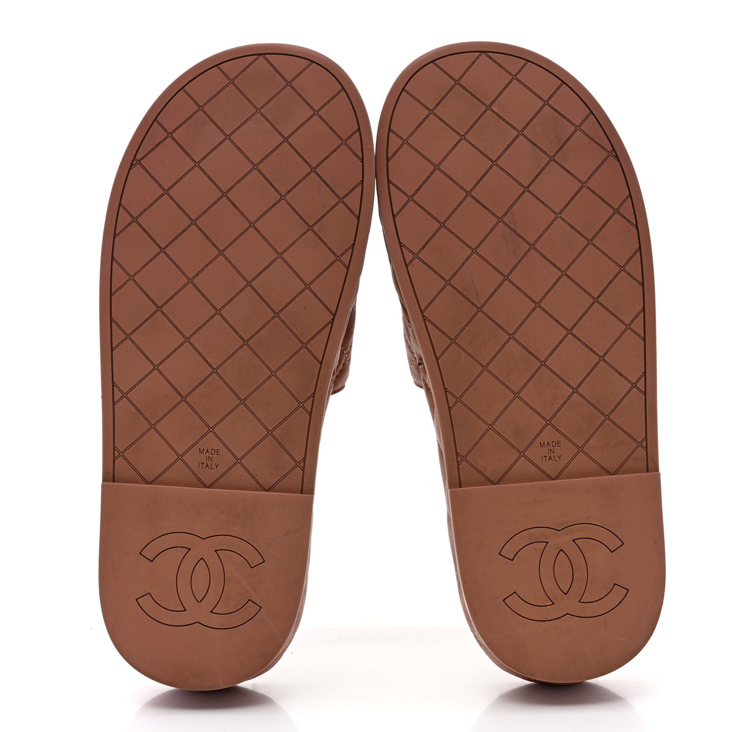 Lambskin Quilted CC Mules Sandals 38 Brown