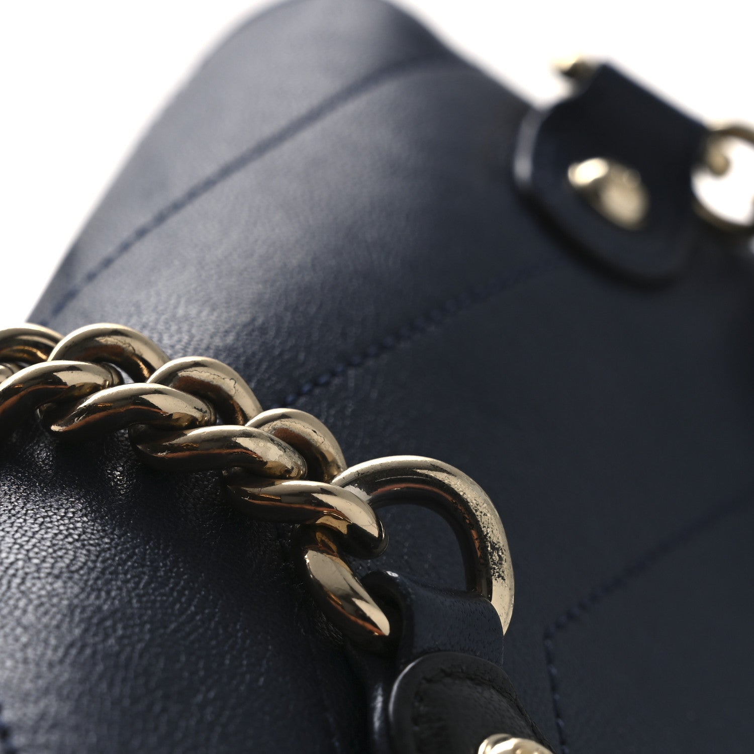 Chanel Sheepskin Chevron Quilted Double Chevron Waist Bag Navy Black 11 of 11