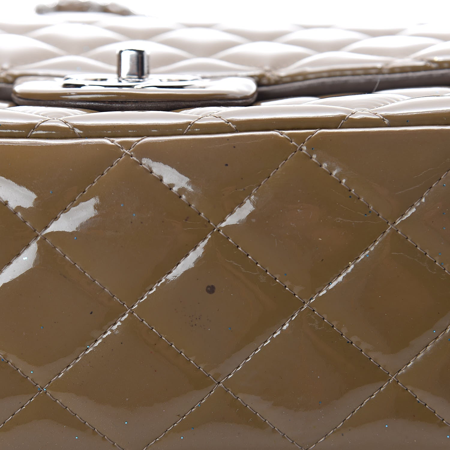Chanel Patent Quilted Maxi Double Flap Grey 11 of 13