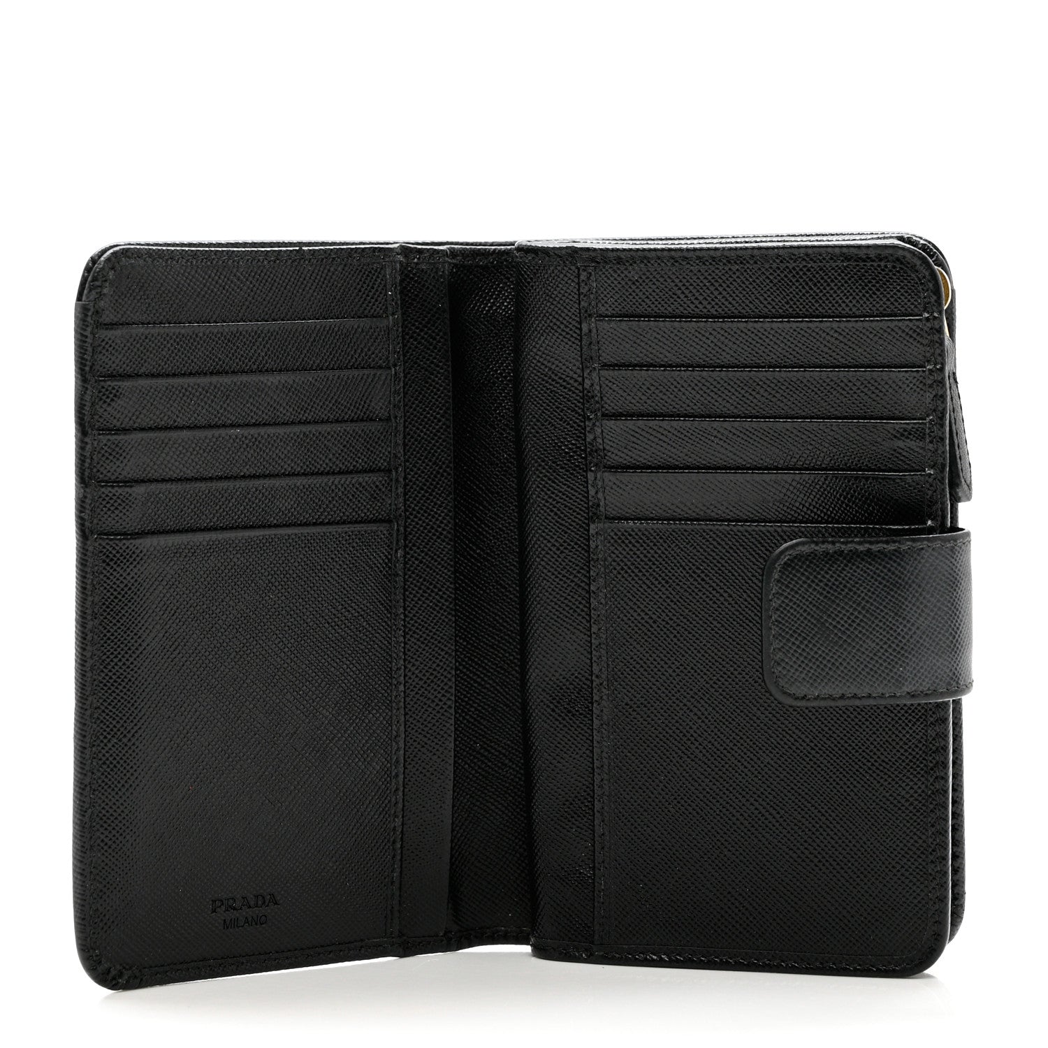 Prada Saffiano Metal Compact Wallet Black 5 of 8