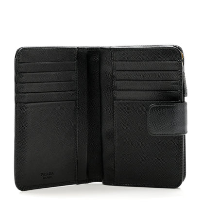 Prada Saffiano Metal Compact Wallet Black 5 of 8