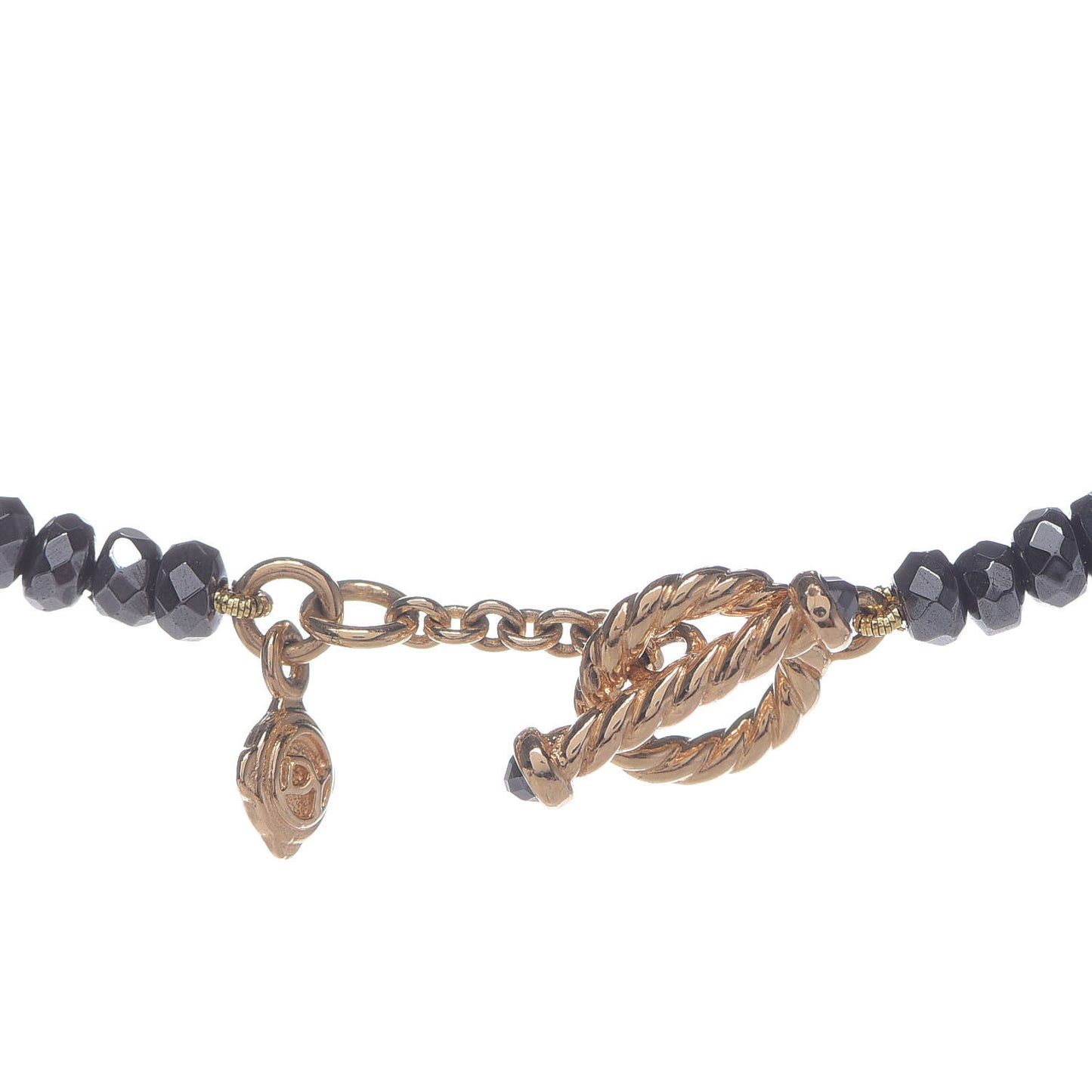 18K Yellow Gold Hematine Black Onyx Cable Berries Tweejoux Necklace 36"