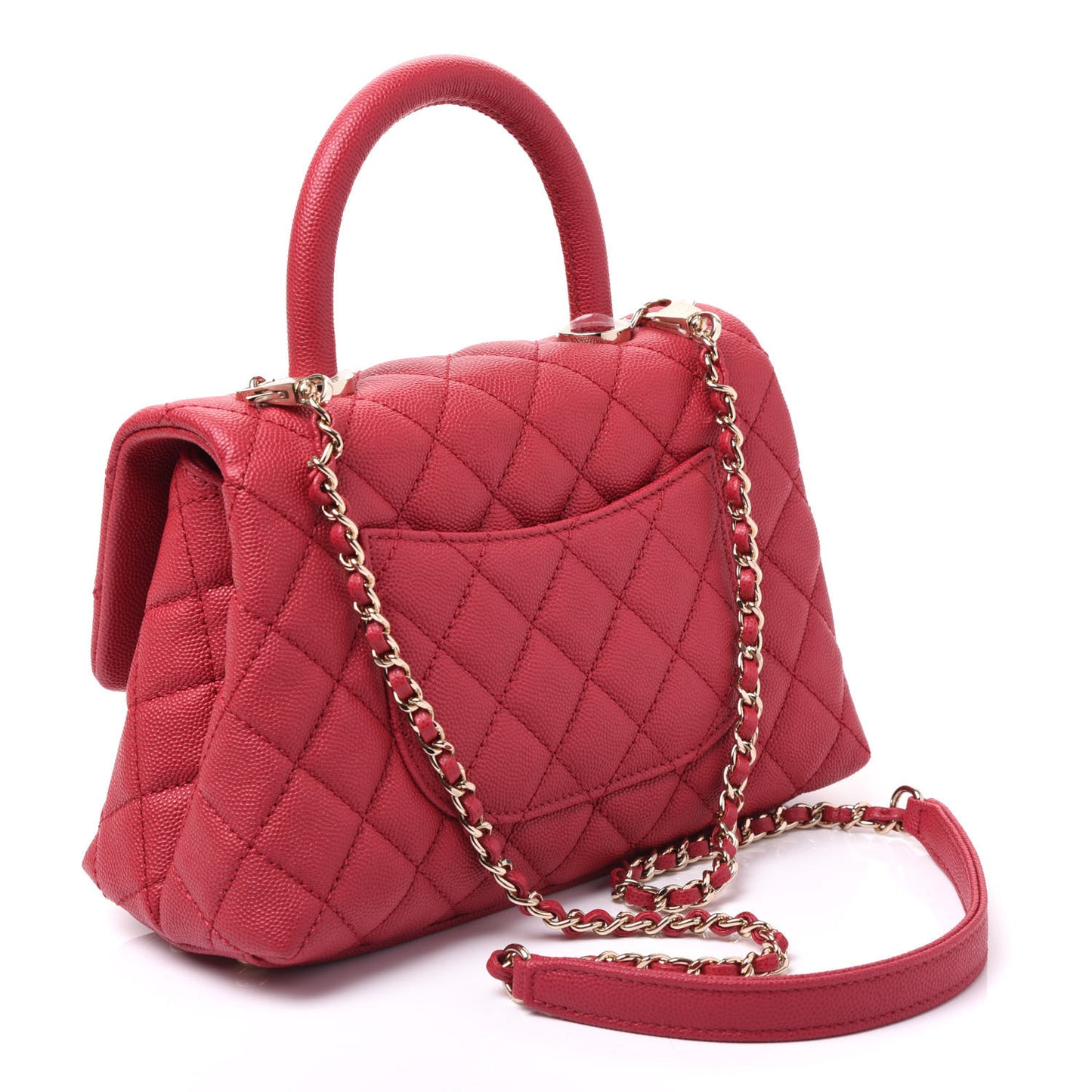 Caviar Quilted Mini Coco Handle Flap Fuchsia