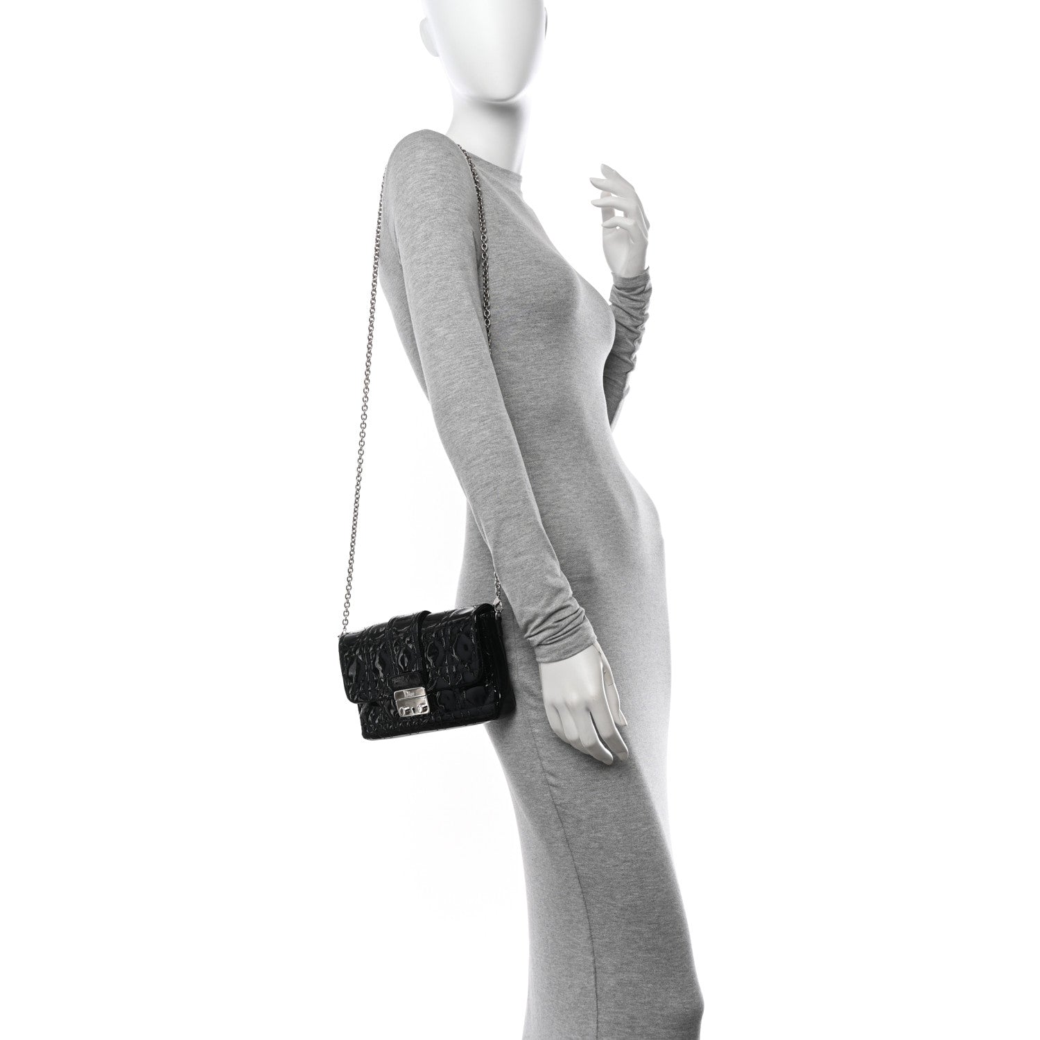 Christian Dior Patent Cannage New Lock Pouch Black 2 of 11