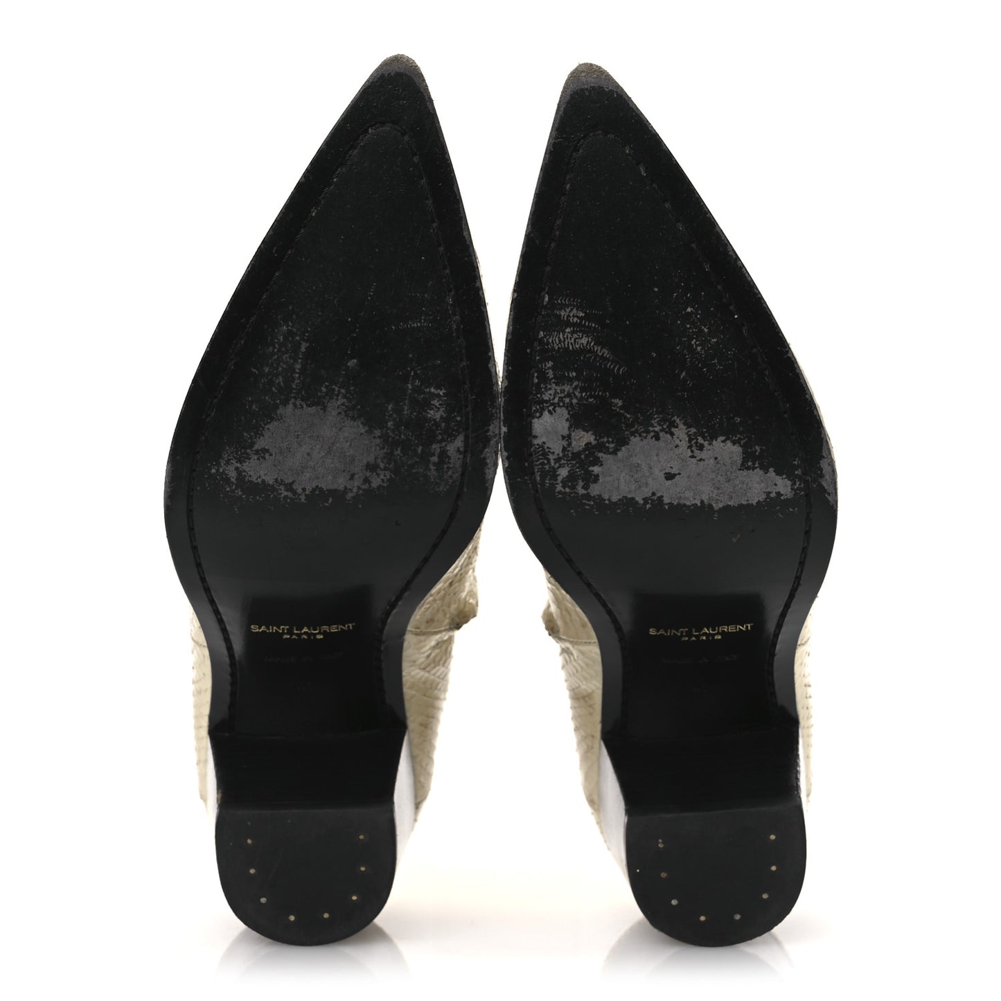 Lacquered Snakeskin Ayers Finn 60 Crop Zip Boots 41 Cream