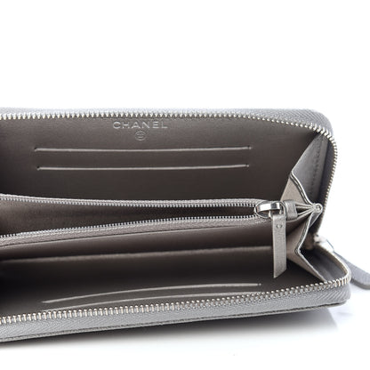 Chanel Metallic Caviar Quilted Medium Maxi CC Zip Around Wallet Grey 5 of 9