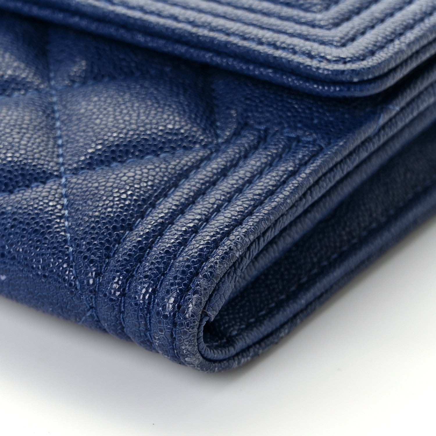 Chanel Caviar Quilted Large Boy Gusset Flap Wallet Blue 10 of 14