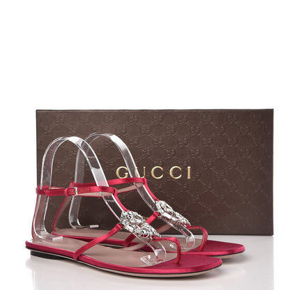 Gucci Satin Crystal GG Thong Sandals 39 Petunia 8 of 9