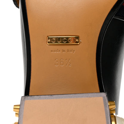 Gucci Betis Glamour Calfskin Web Pearl Embellished Peyton 35mm Loafer Pumps 36.5 Black 8 of 9