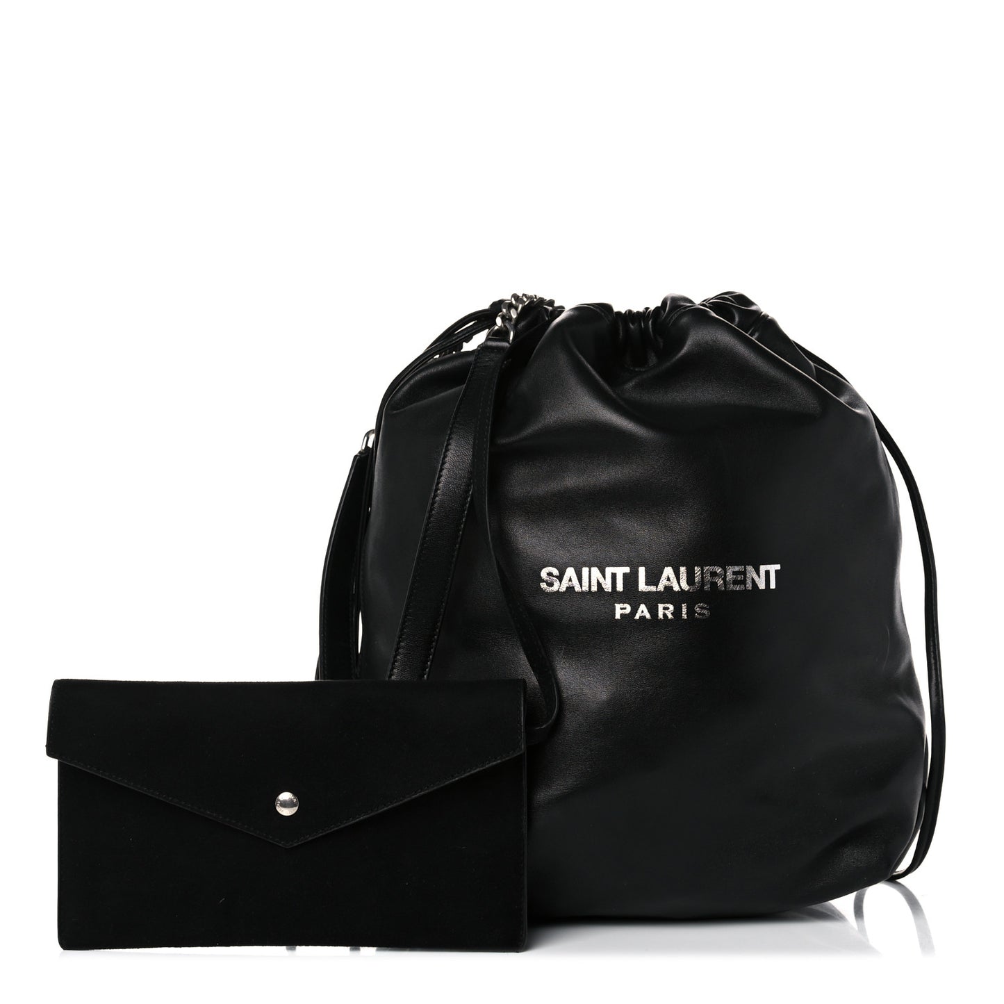 Lambskin Teddy Drawstring Bag Black