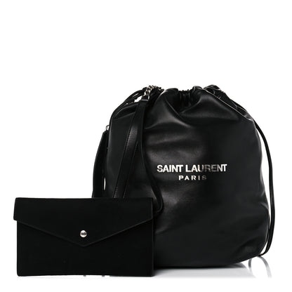 Saint Laurent Lambskin Teddy Drawstring Bag Black 1 of 13