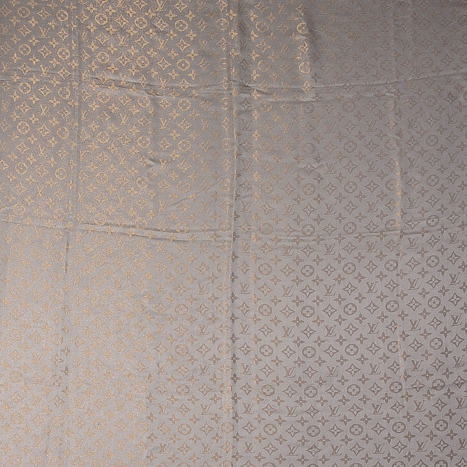 Louis Vuitton Silk Wool Monogram Shine Shawl Beige 1 of 5