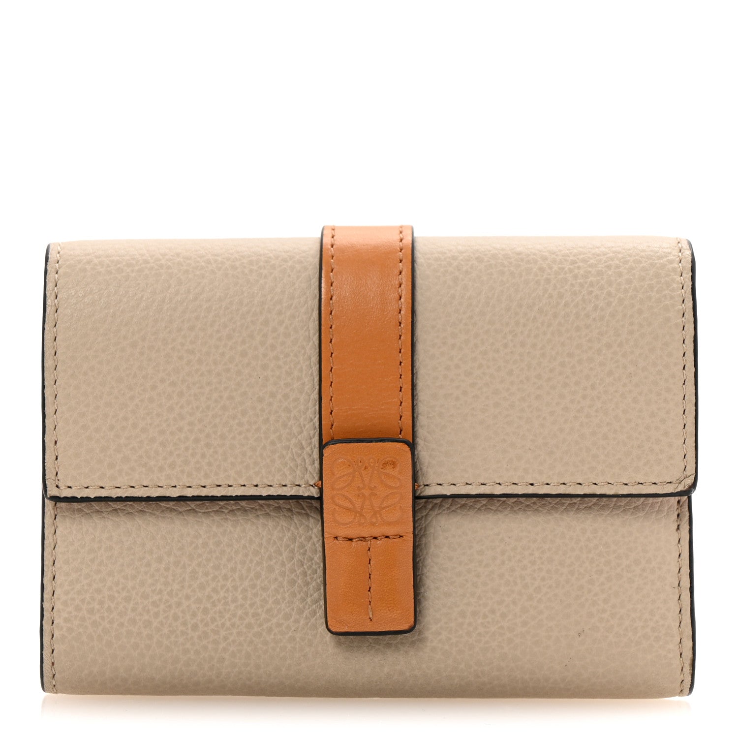Loewe Grained Calfskin Small Vertical Wallet Light Oat Honey 1 of 8