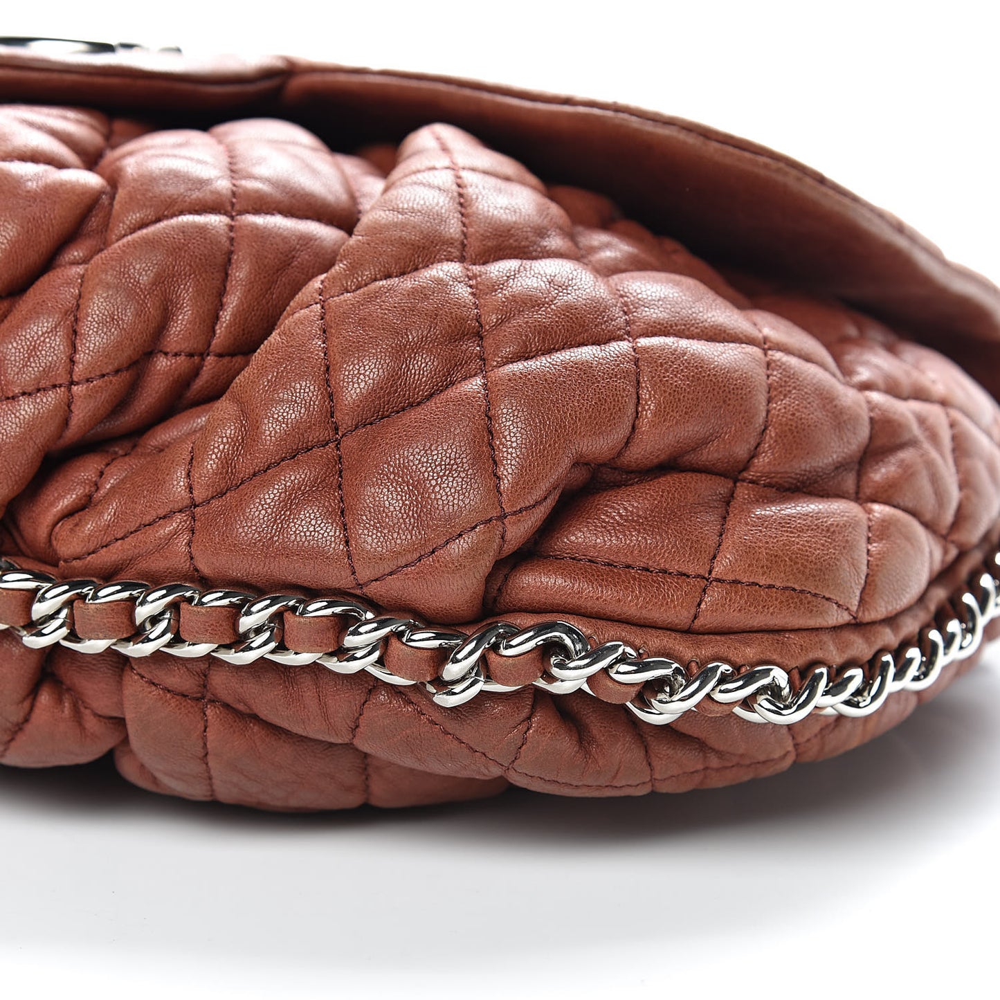 Washed Lambskin Chain Around Large Messenger Burgundy