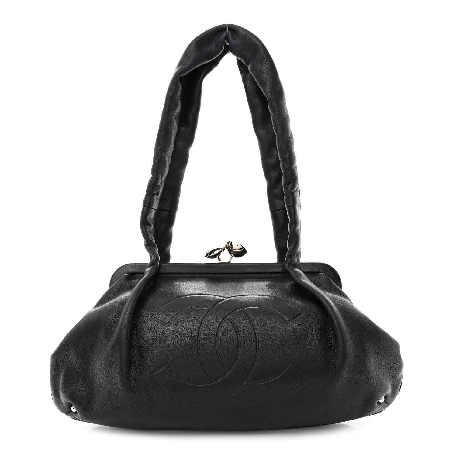 Chanel Lambskin Kiss Lock Frame Bag Black 1 of 10