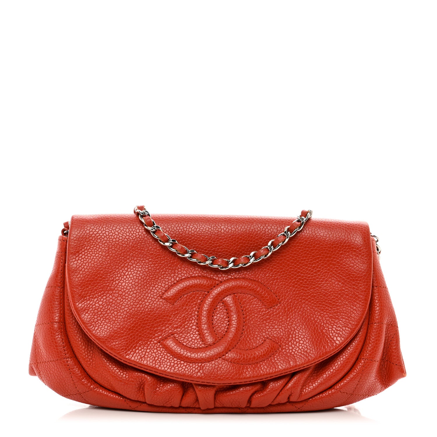 Chanel Caviar Half Moon Wallet On Chain WOC Red 1 of 11