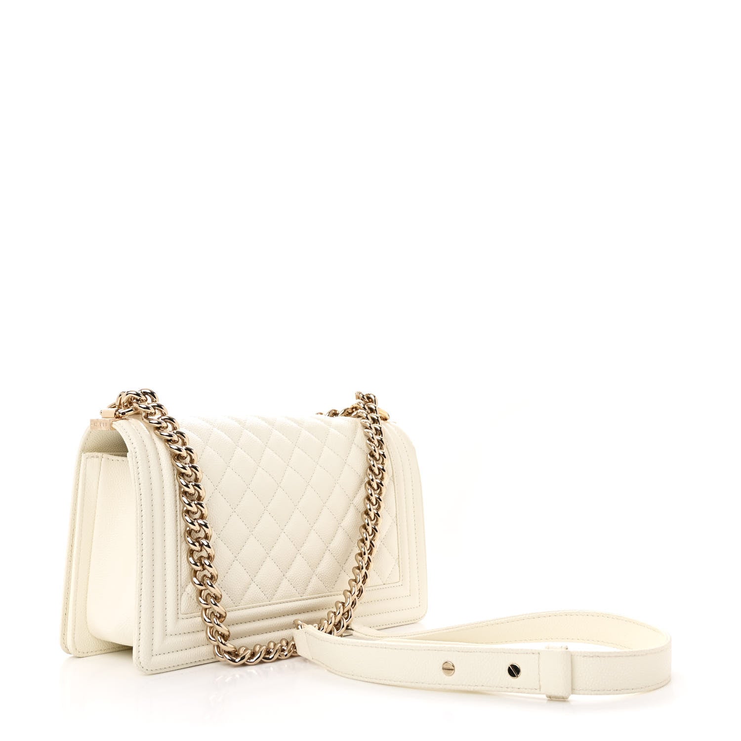 Chanel Caviar Quilted Medium Boy Flap White 3 of 13