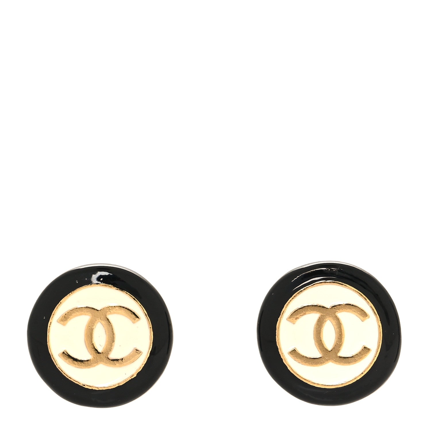 Chanel Pearl Coco Round Earrings Gold Pearly White 1 of 4