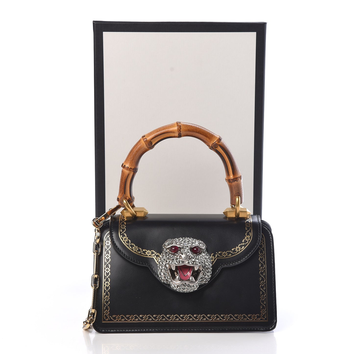 Calfskin Bamboo Mini Thiara Top Handle Bag Black