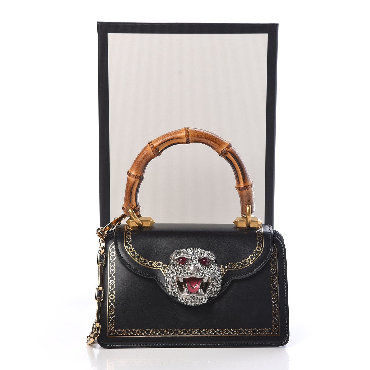 Gucci Calfskin Bamboo Mini Thiara Top Handle Bag Black 11 of 11