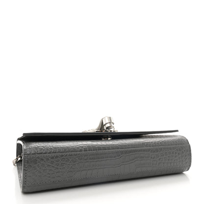 Saint Laurent Calfskin Crocodile Embossed Medium Classic Monogram Kate Tassel Satchel Storm 4 of 11