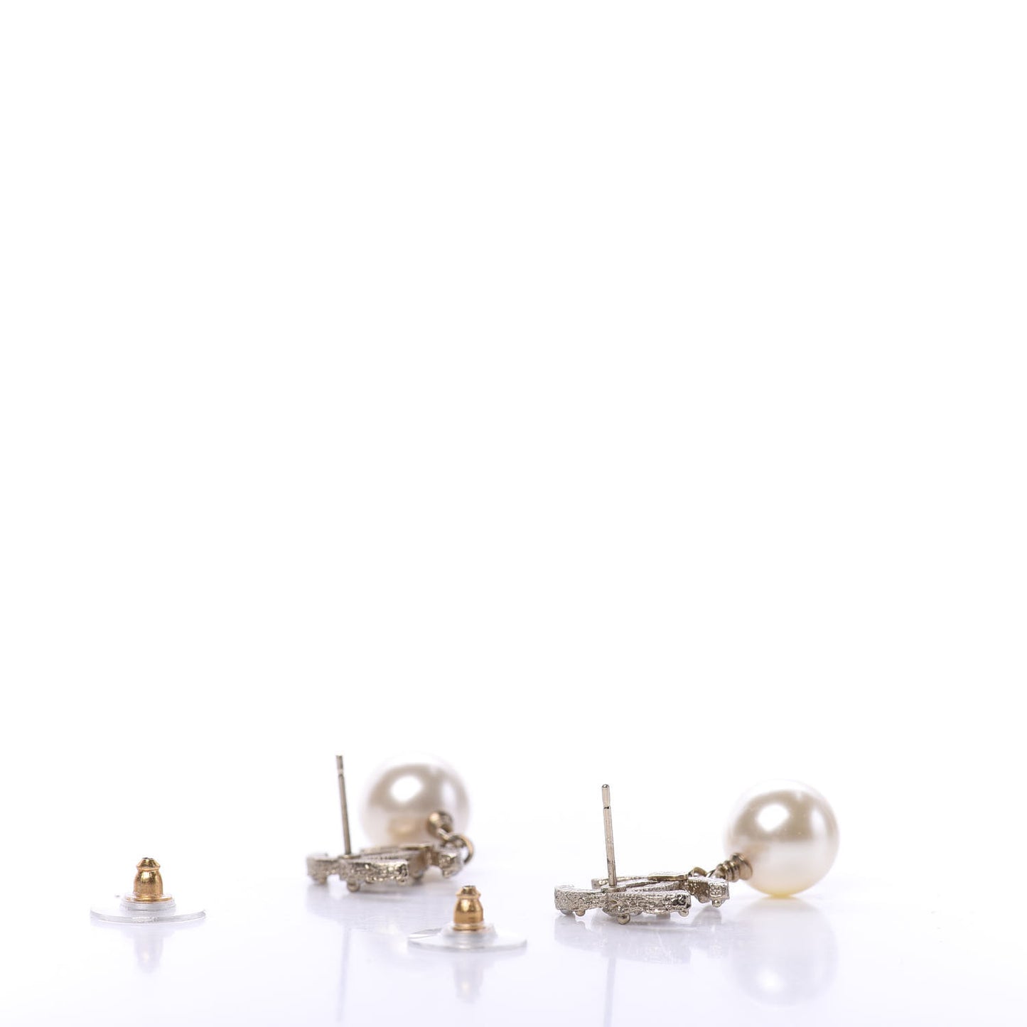 Crystal Pearl CC Drop Earrings Gold