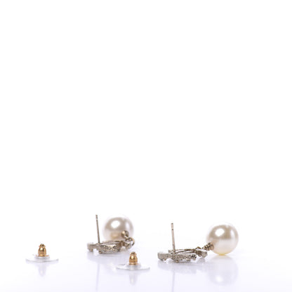 Chanel Crystal Pearl CC Drop Earrings Gold 3 of 5