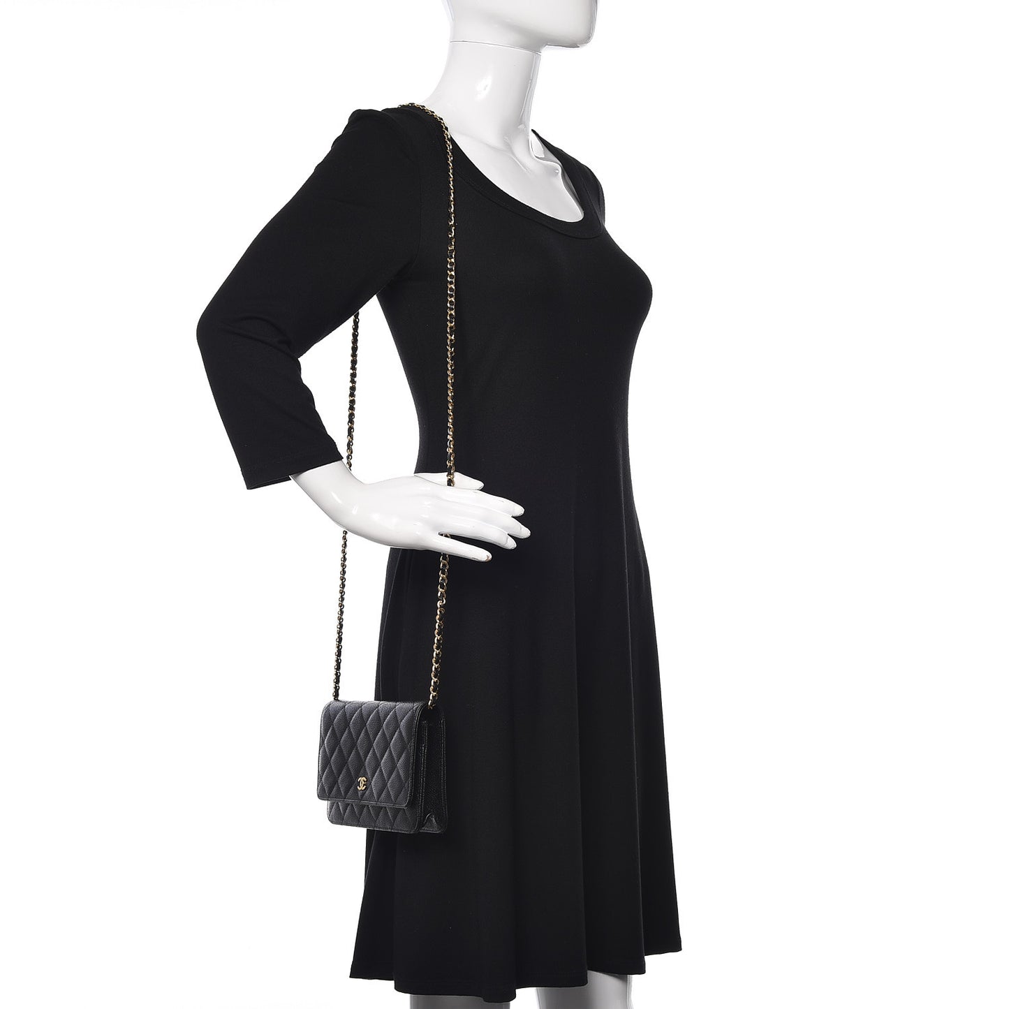 Caviar Quilted Wallet On Chain WOC Black