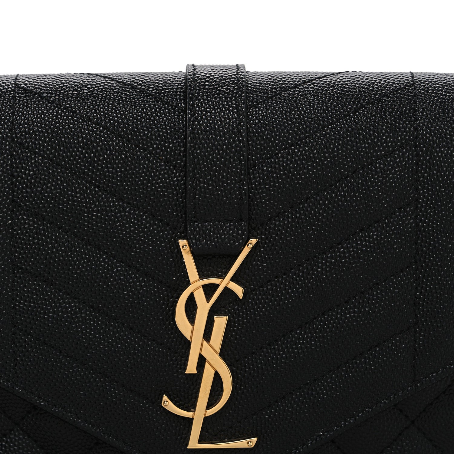 Saint Laurent Grain De Poudre Textured Mixed Matelasse Triquilt Monogram Clutch Black 8 of 10