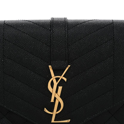 Saint Laurent Grain De Poudre Textured Mixed Matelasse Triquilt Monogram Clutch Black 8 of 10