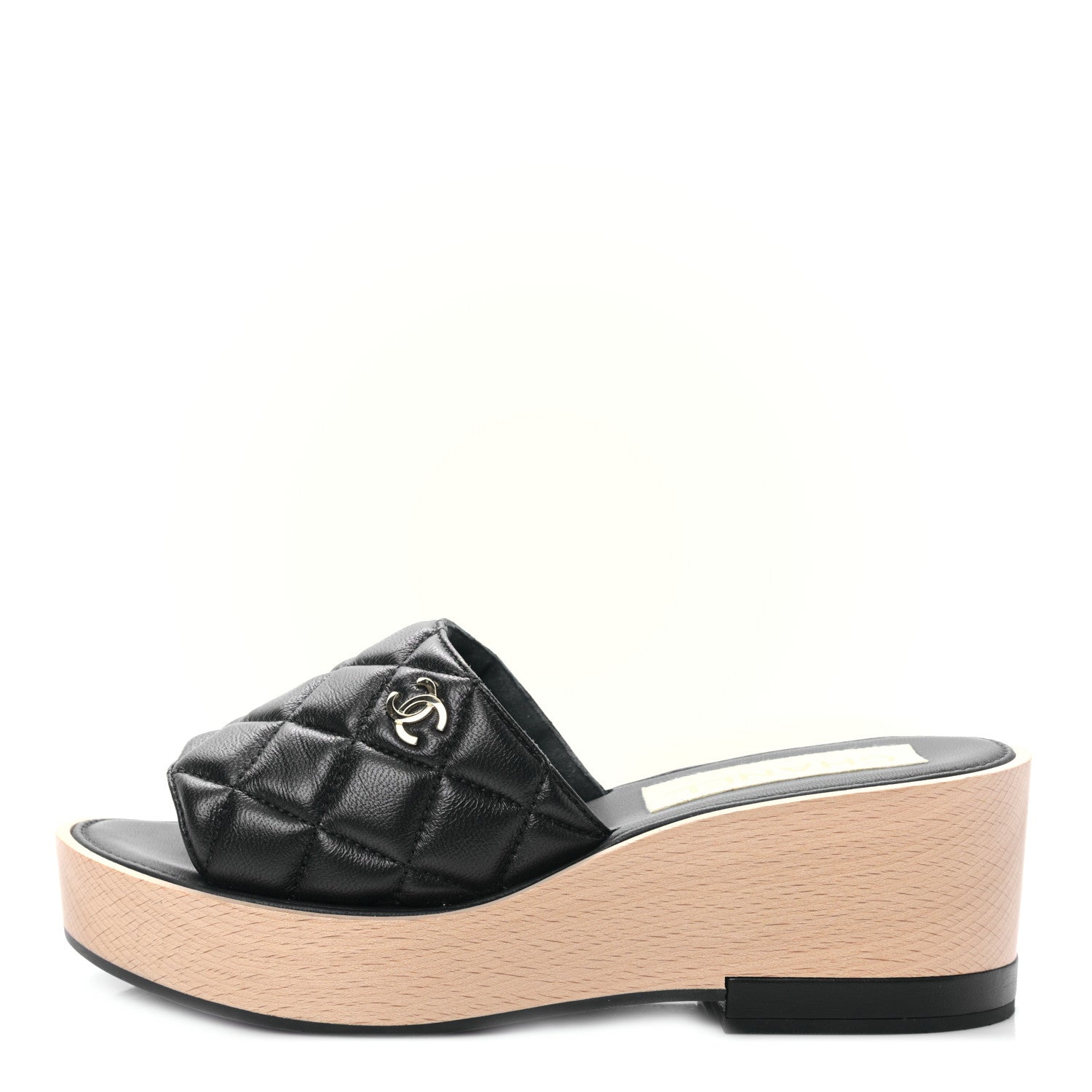 Chanel Lambskin Quilted CC Slip On Platform Sandals 39 Black 1 of 8