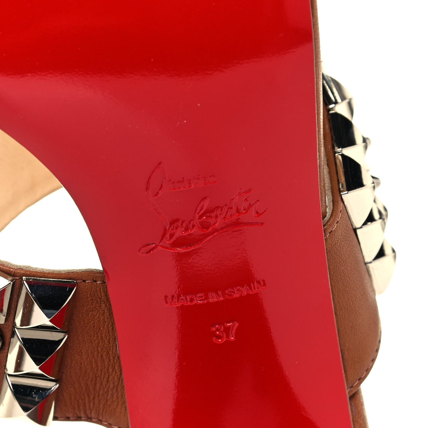 Calfskin Studded Tina Goes Mad 55 Slide Sandals 37 Cuoio