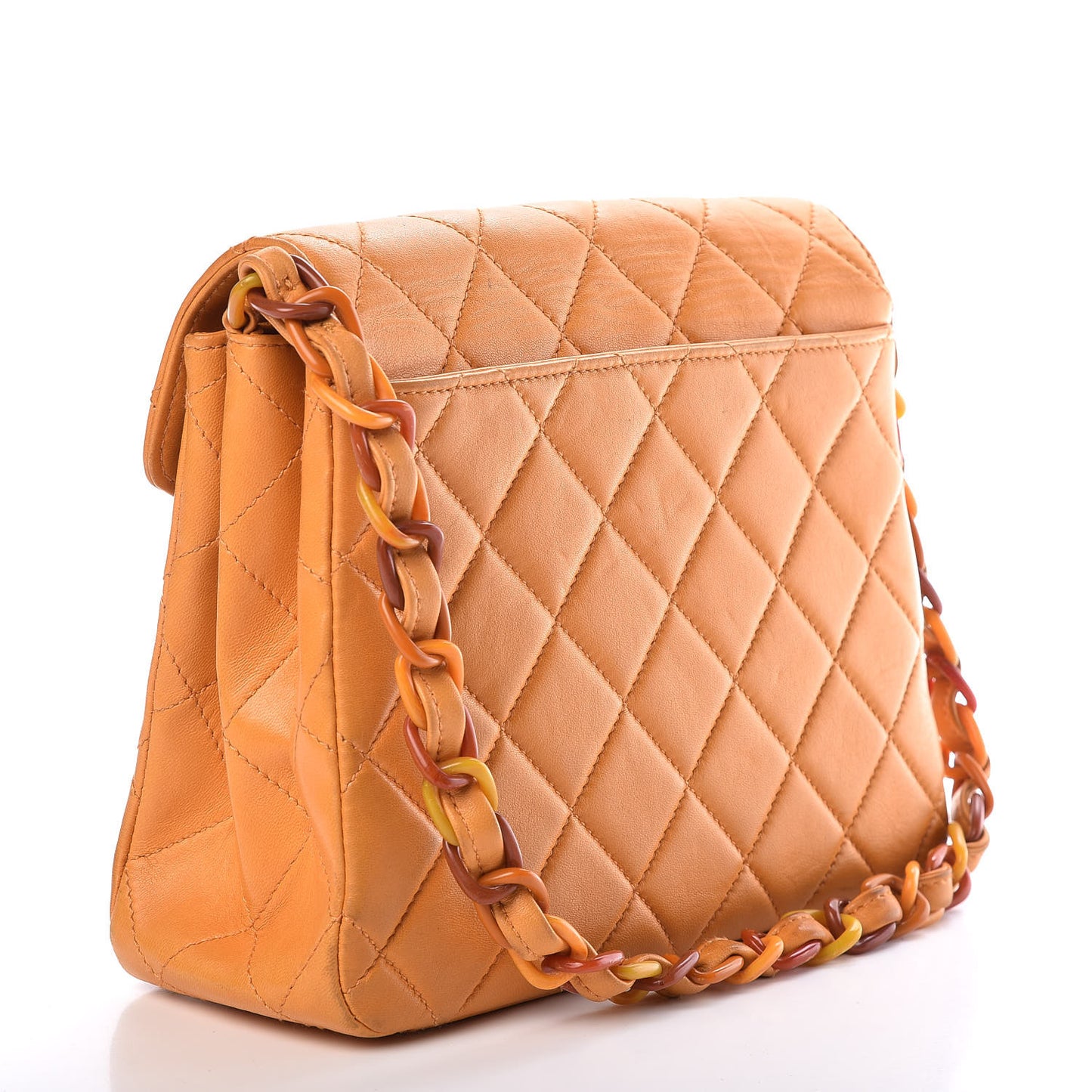 Lambskin Quilted Medium Bekko Chain Flap Mango