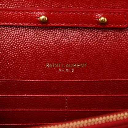 Saint Laurent Grain De Poudre Matelasse Chevron Monogram Chain Wallet 6 of 8