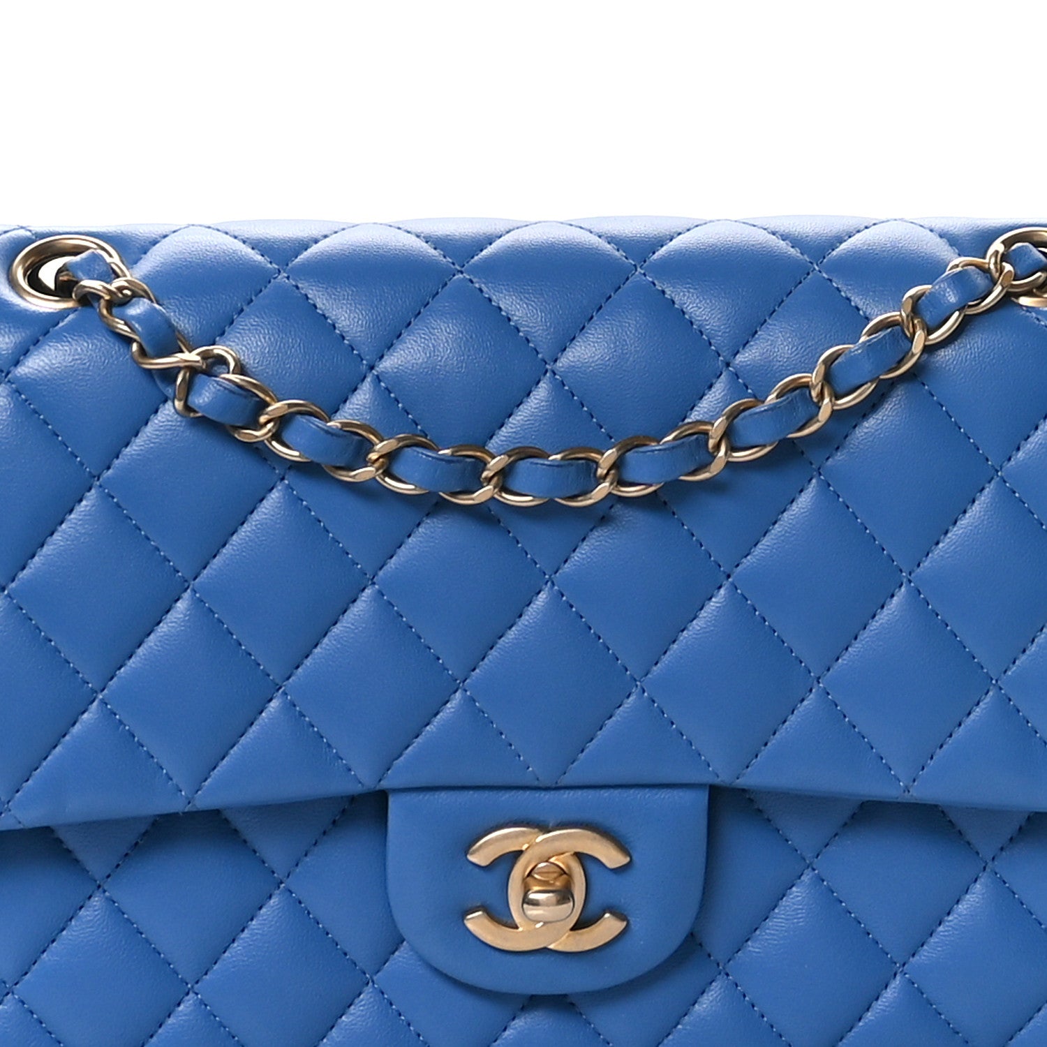 Chanel Lambskin Quilted Medium Double Flap Blue 8 of 11
