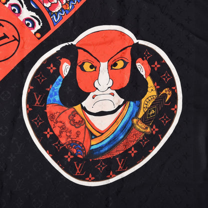 Louis Vuitton Silk Wool Monogram Kabuki Stickers Shawl Black 5 of 7