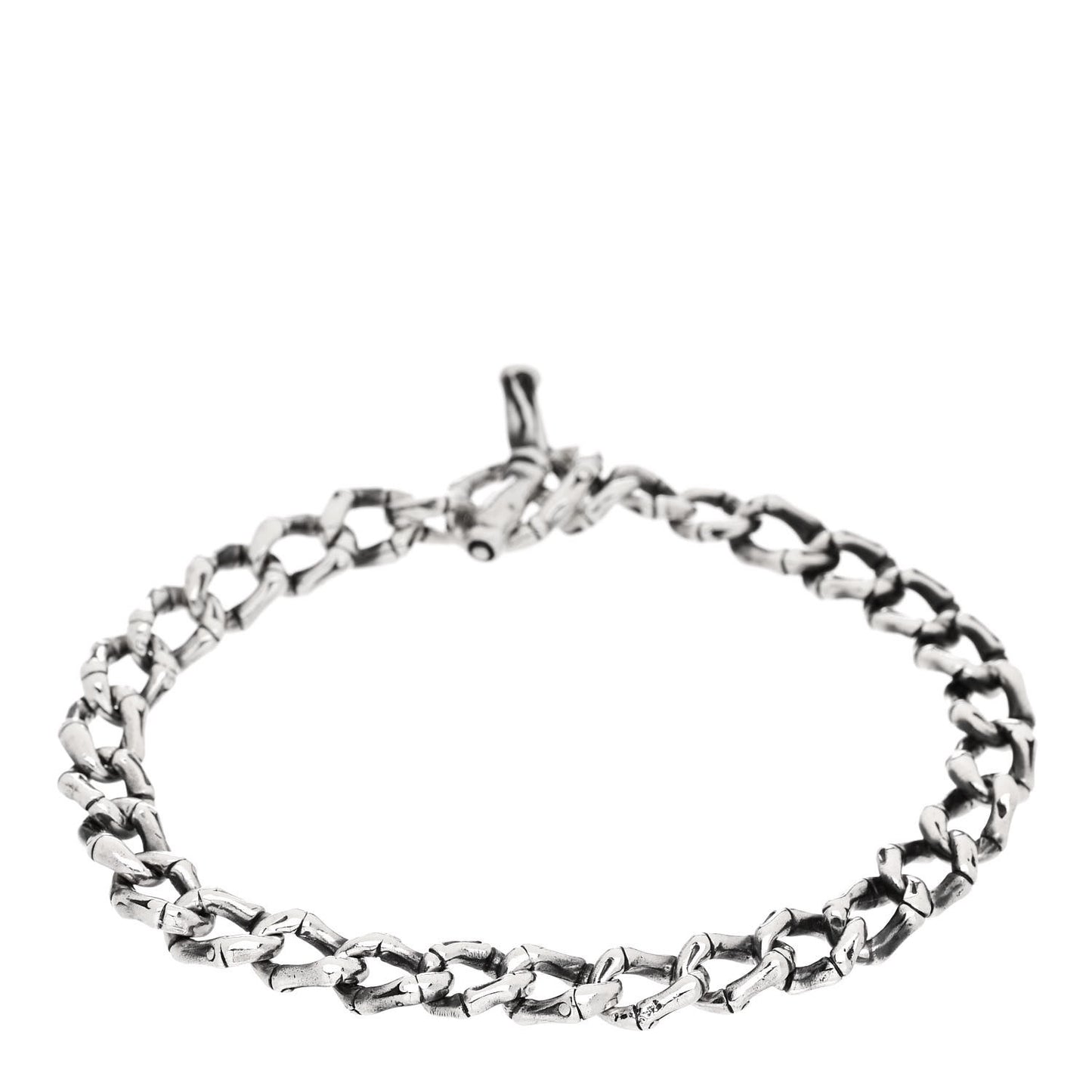 Sterling Silver Bamboo Link Chain Toggle Bracelet