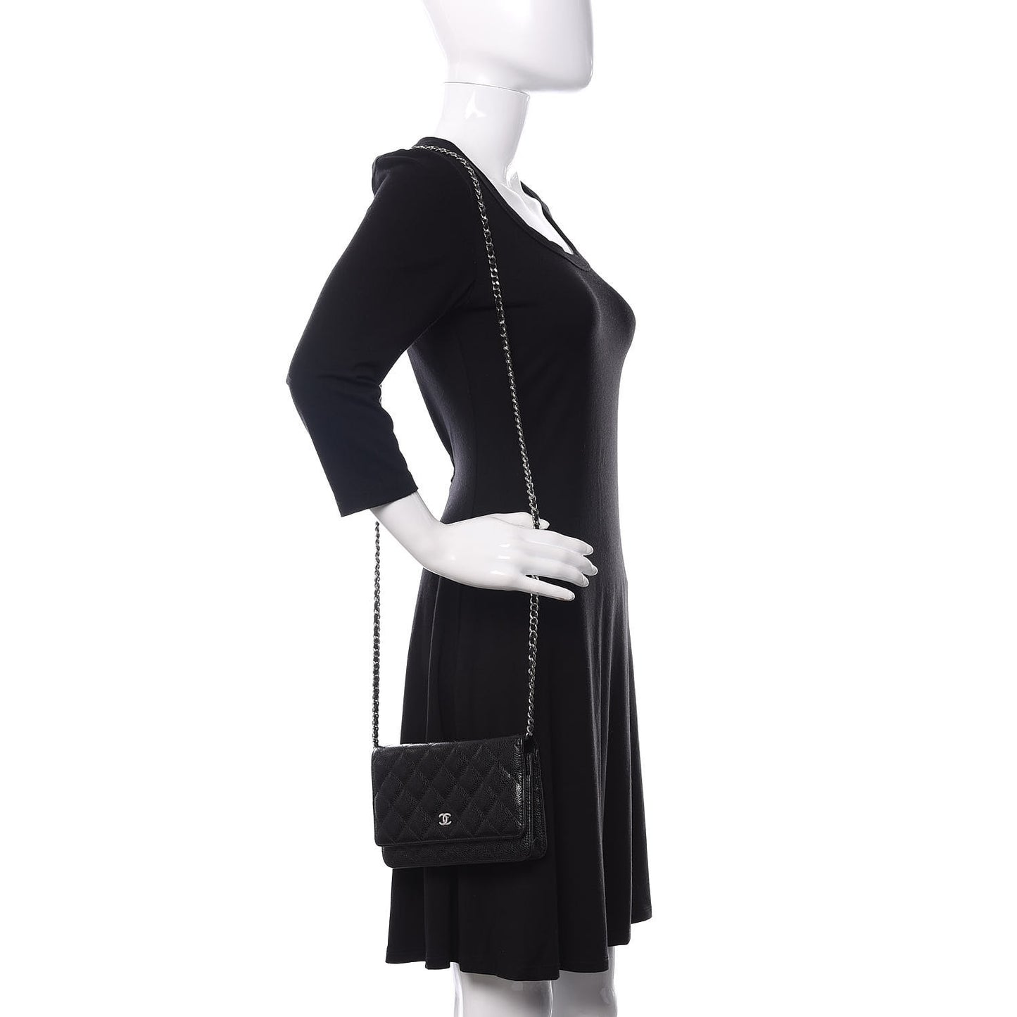 Caviar Quilted Wallet On Chain WOC Black