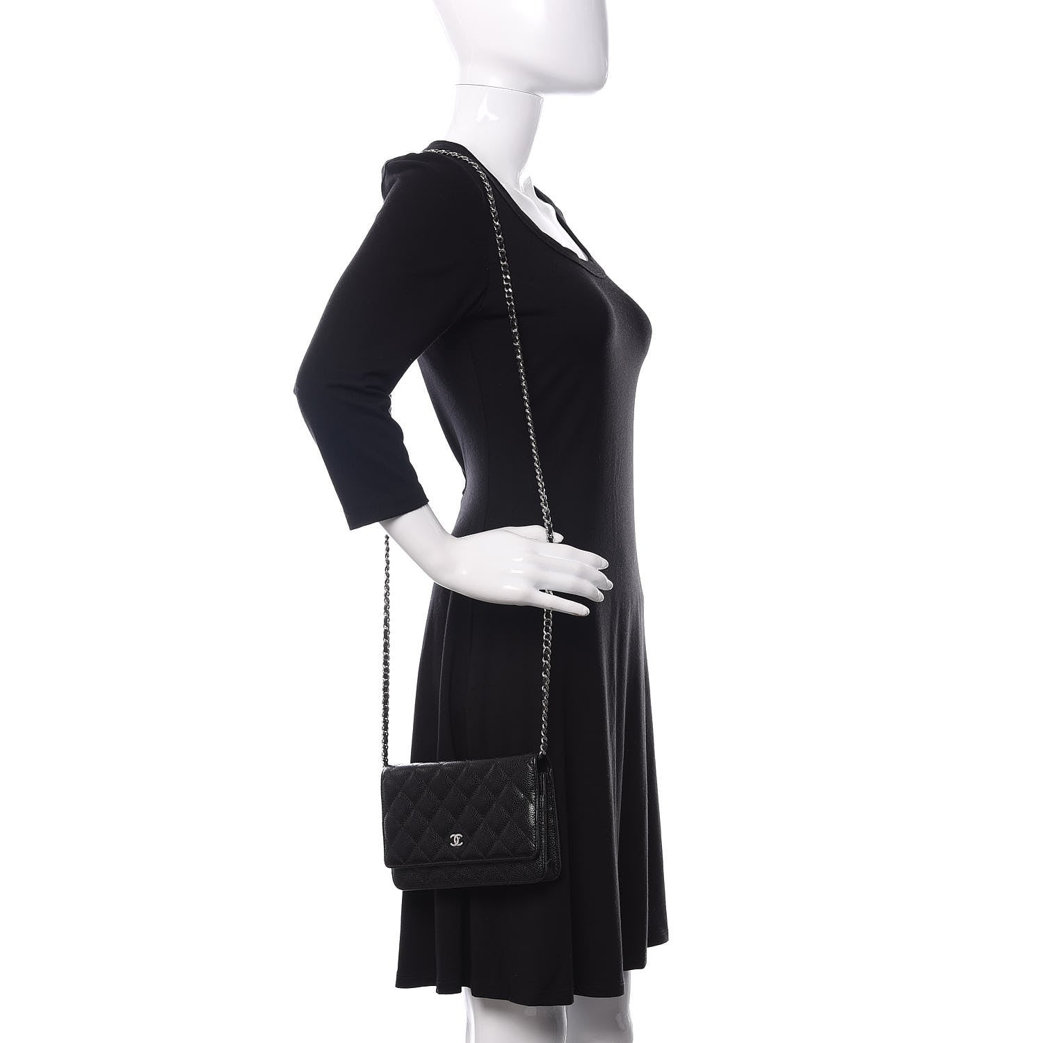Chanel Caviar Quilted Wallet On Chain WOC Black 2 of 12