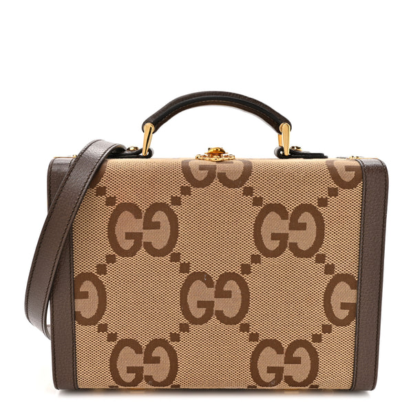 GUCCI GGパターン ケース ブラウン Gucci Monogram Jumbo GG Textured Dollar Calfskin Top Handle Beauty