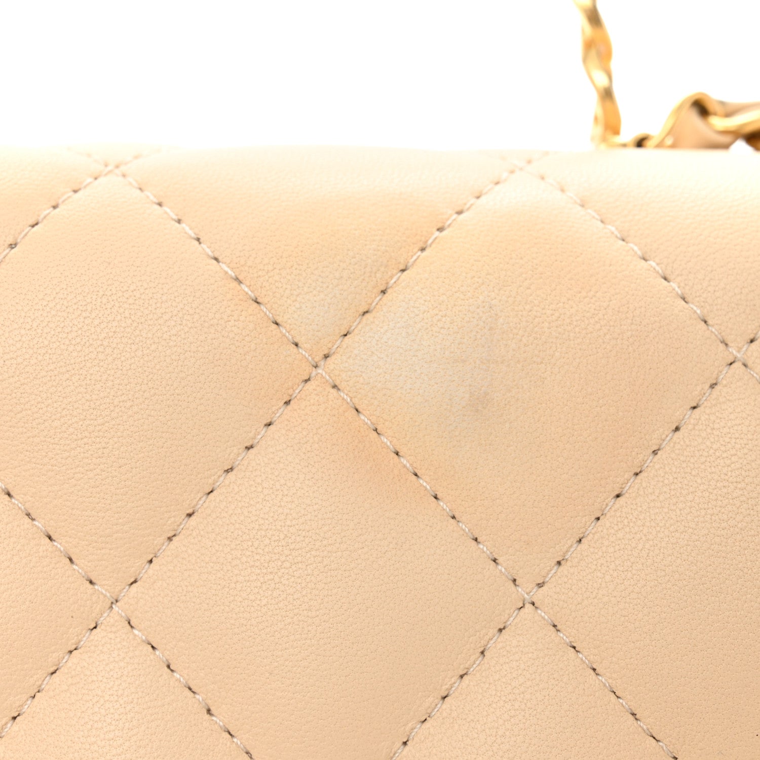 Chanel Lambskin Quilted Metal Enamel Chain Top Handle Square Flap Beige 11 of 11